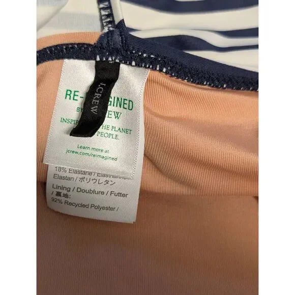 J. crew Re-Imagined Ruched one-shoulder one-piece in stripe size 14 - Picture 4 of 6